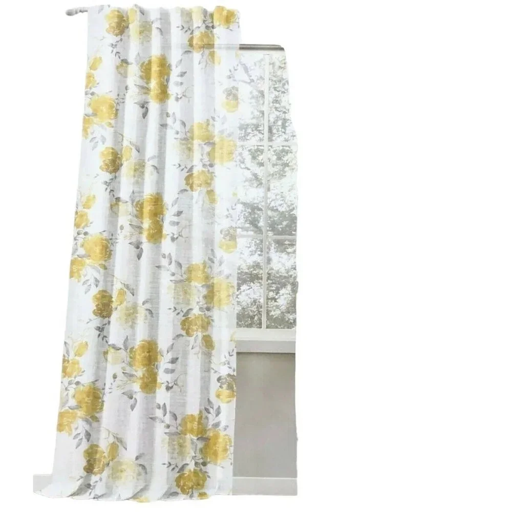 1 Ralph Lauren Yellow Gray Floral 50x84